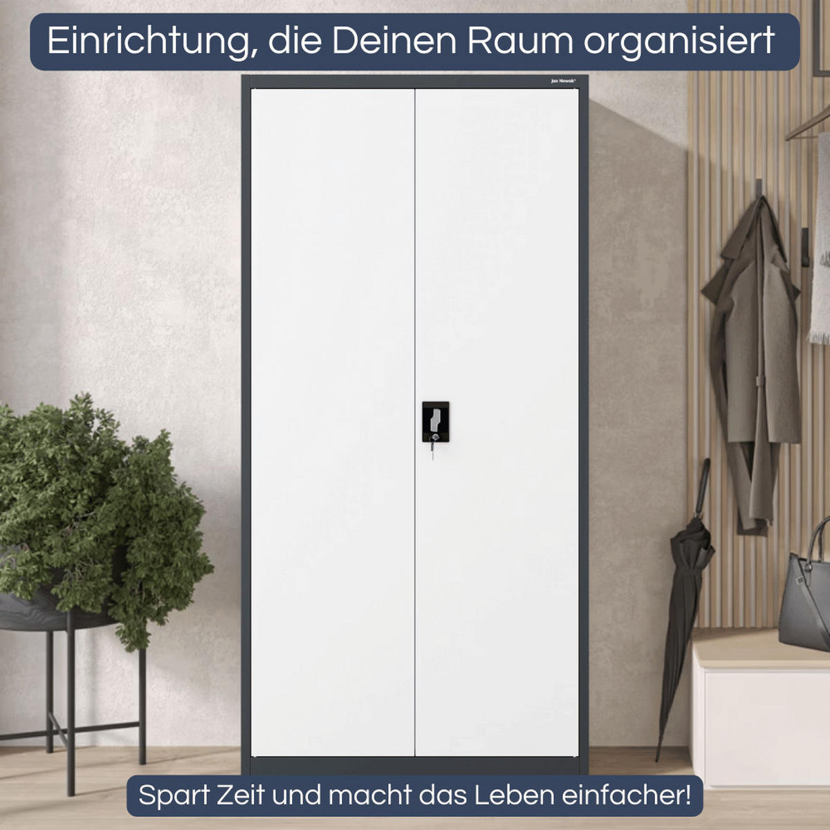 MEHRZWECKSCHRANK Metall abschließbar REKL 185x90x45cm Anthrazit-Weiß - Anthrazit, Metall (90/185/45cm) - DELUKE