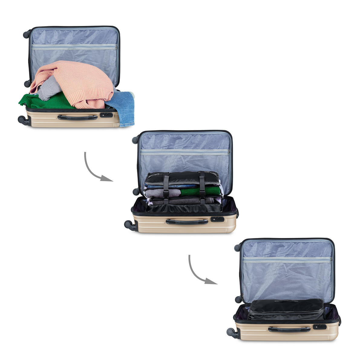 GEPÄCK-ORGANIZER - Schwarz, Textil/Metall (44/55/30cm) - Relaxdays