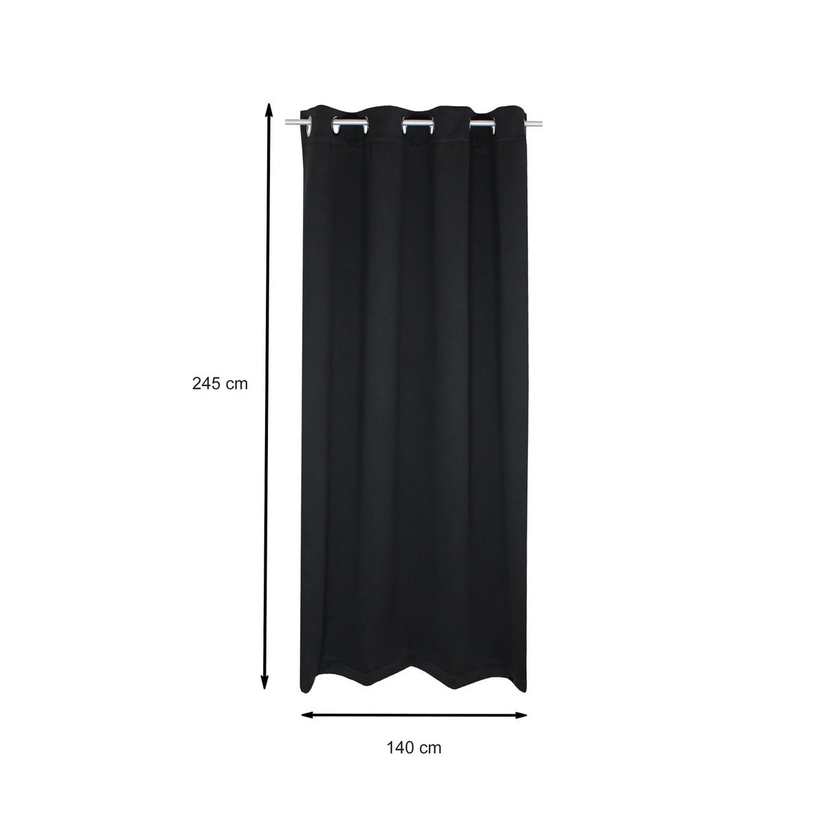 VERDUNKELUNGSVORHANG Ösen 140/245 cm Schwarz - Schwarz, Textil (140/245cm) - TiborTex