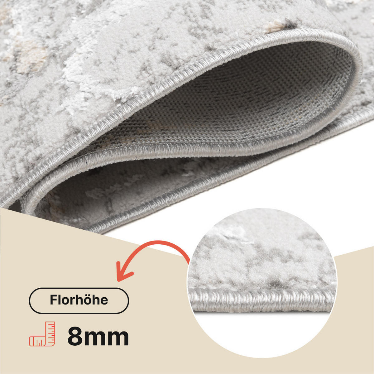 TEPPICHLÄUFER CRYSTAL hellgrau abstrakt 120/300 cm - Hellgrau, Textil (120/300cm) - Tapiso