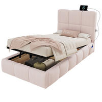 POLSTERBETT 90/200 cm mit Lattenrost, hydraulischem Stauraum und USB-C-Anschluss, Rosa - Pink, Textil (90/200cm) - Redom
