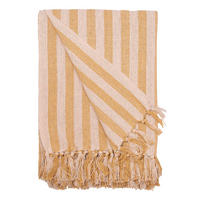 DECKE Streifen Design 130x180 cm, 100% Baumwolle, Senf/Natur - Gelb, Textil (130/180cm) - Au Maison