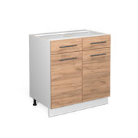 KÜCHENUNTERSCHRANK Fame-Line Goldkraft Eiche 80 cm ohne AP - Eiche Wotan/Weiß, Holzwerkstoff (80/82/51.6cm) - Vicco