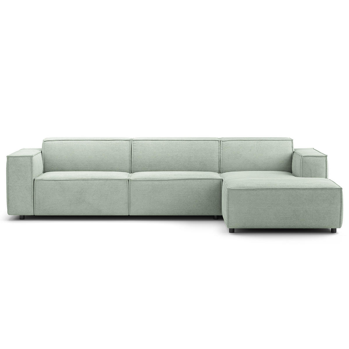 ECKSOFA mit Longchair - Schwarz/Mintgrün, Kunststoff/Textil (294/177cm) - home24