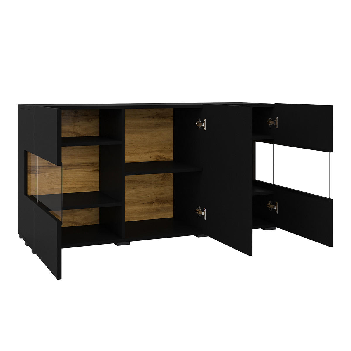 SIDEBOARD Glora Schwarz und Holz - Schwarz, Holzwerkstoff (120/62/35cm) - Petits-meubles