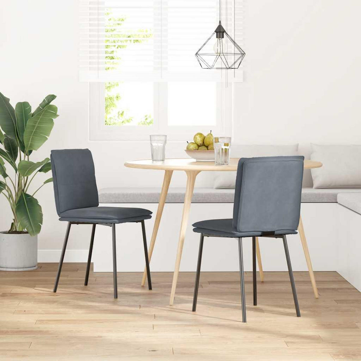 ESSZIMMERSTÜHLE 2 Stk. Dunkelgrau Samt 45*54*83cm - Dunkelgrau, Metall (45/83/54cm) - ZMH