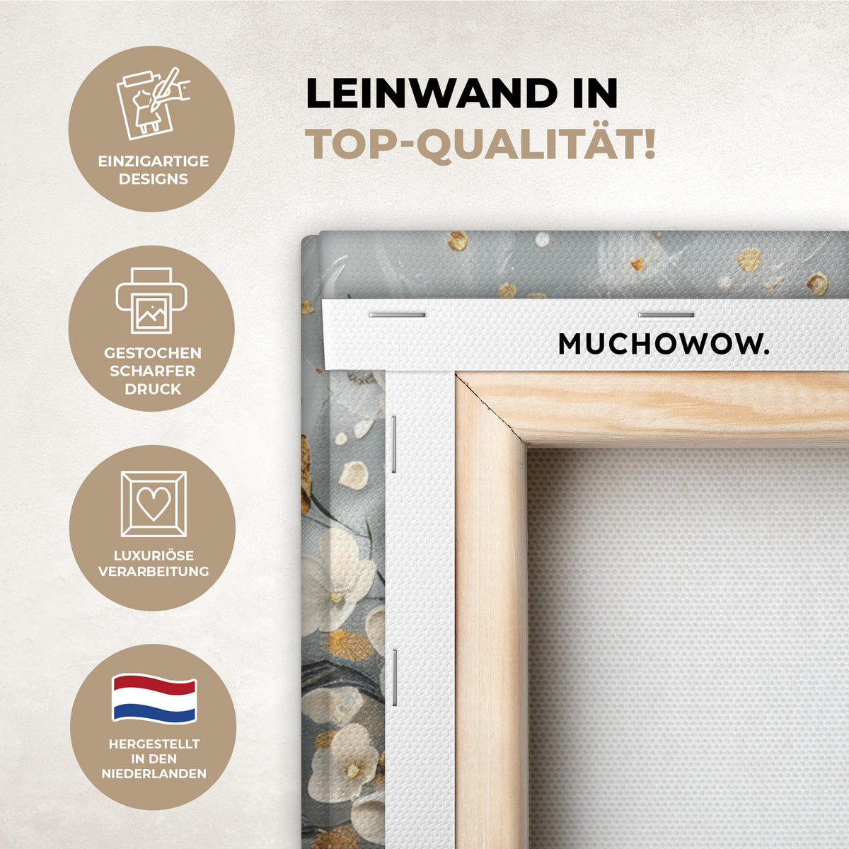 LEINWANDBILD Baum - Blumen - Weiß - Natur - Kunst Room Decor 30x40 cm - Weiß, Textil (30/40cm) - MuchoWow