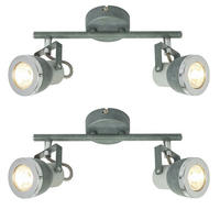 LED DECKENLEUCHTE Steingrau Chrom 2-flammig - Grau, Metall (26/8/18.5cm) - Globo Lighting