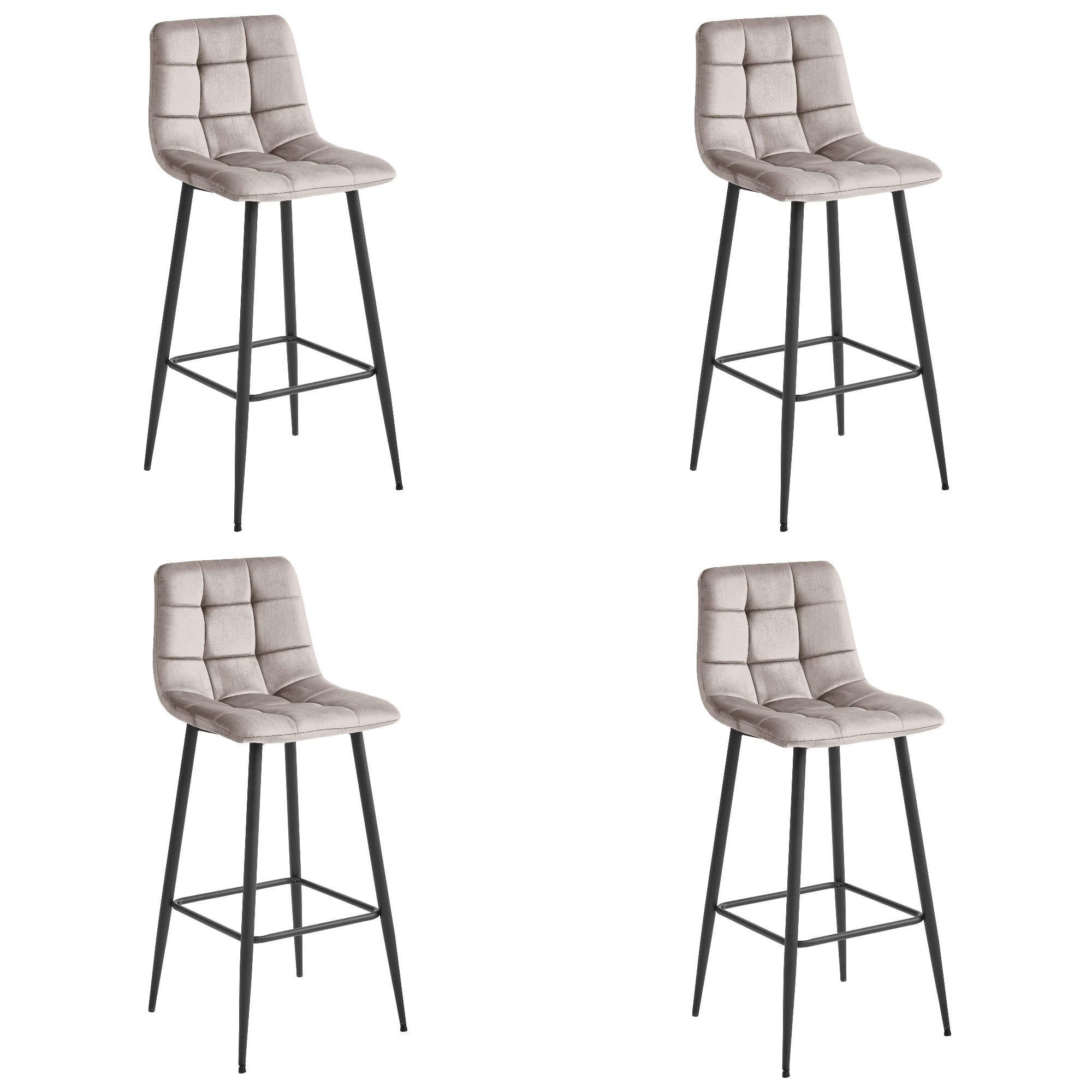 BARHOCKER 4-er Set TEOTO dunkelbeiger Sitz, schwarze Basis - Sandfarben/Beige, Textil (43.5/104/32.5cm) - Valora