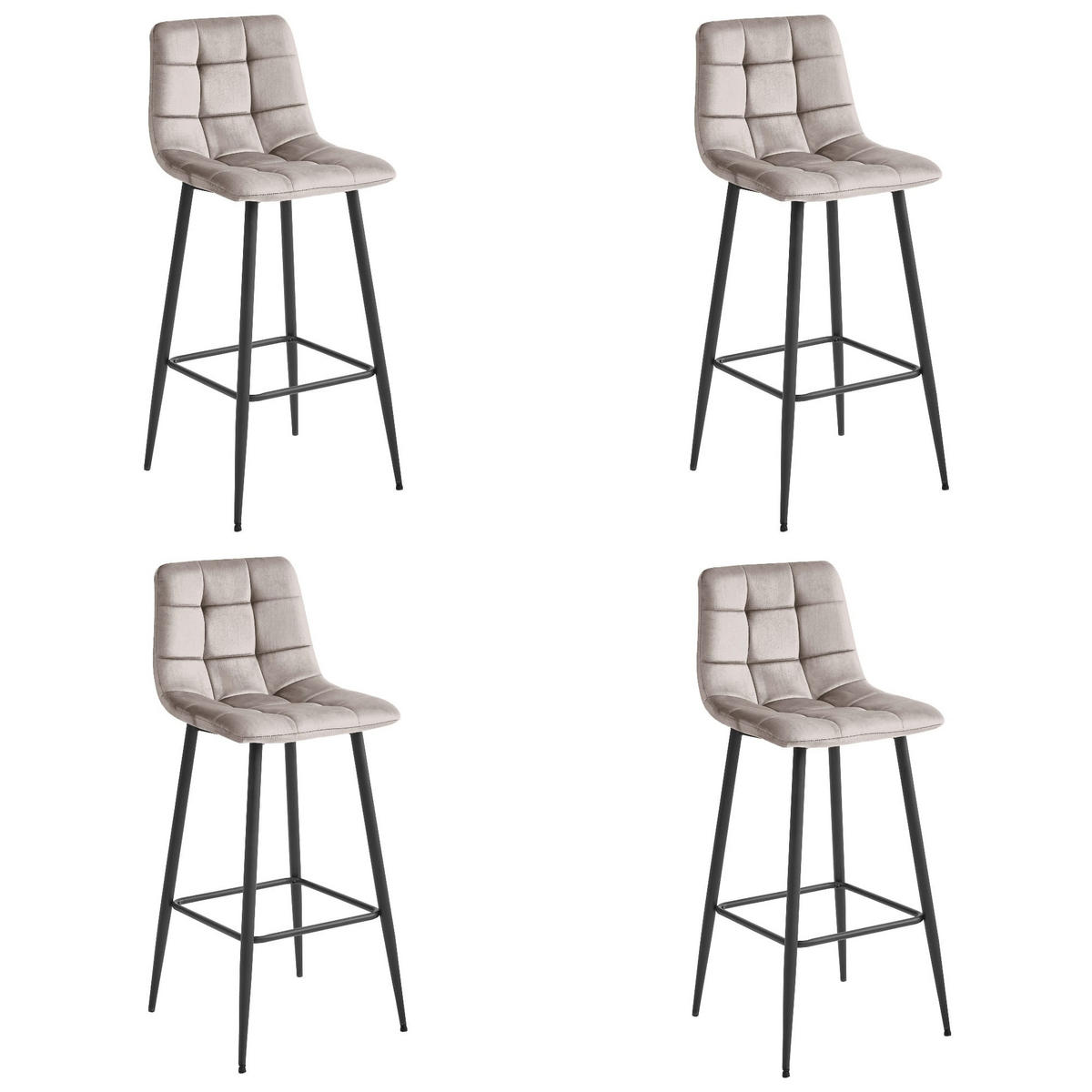 BARHOCKER 4-er Set TEOTO dunkelbeiger Sitz, schwarze Basis - Sandfarben/Beige, Textil (43.5/104/32.5cm) - Valora