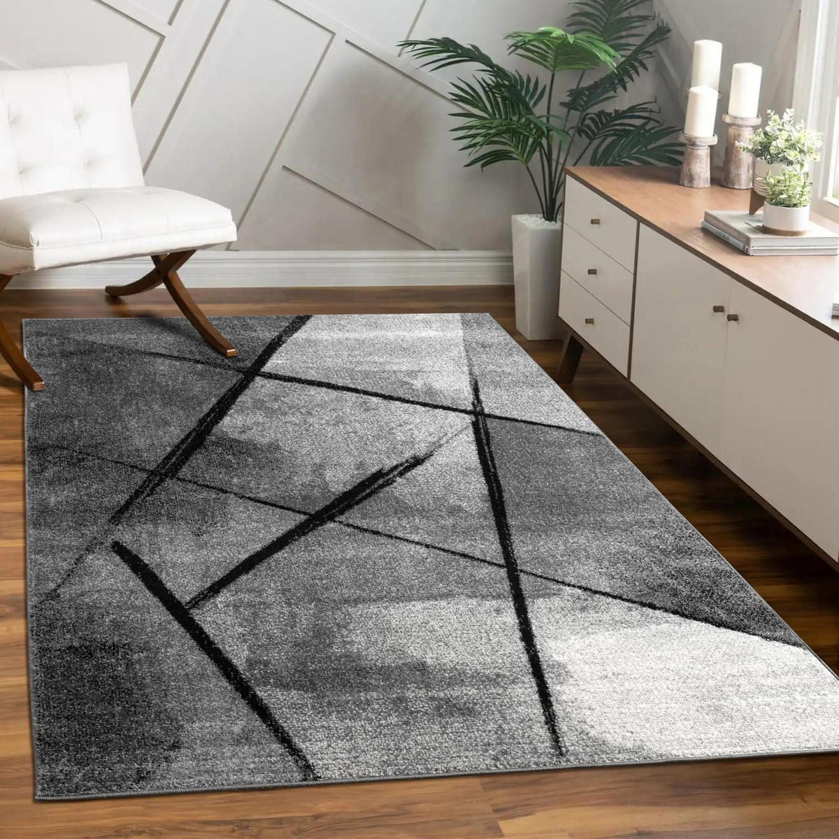 KURZFLORTEPPICH, abstrakt, Dunkelgrau, 140 x 200 cm - Dunkelgrau, Textil (140/200cm) - KADIMA DESIGN