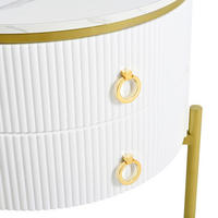 BEISTELLTISCH Weiß und Gold 50/50/51 cm 2 Schubladen Marmoroptik - Weiß, Holzwerkstoff (50/50/51cm) - PANGIVO