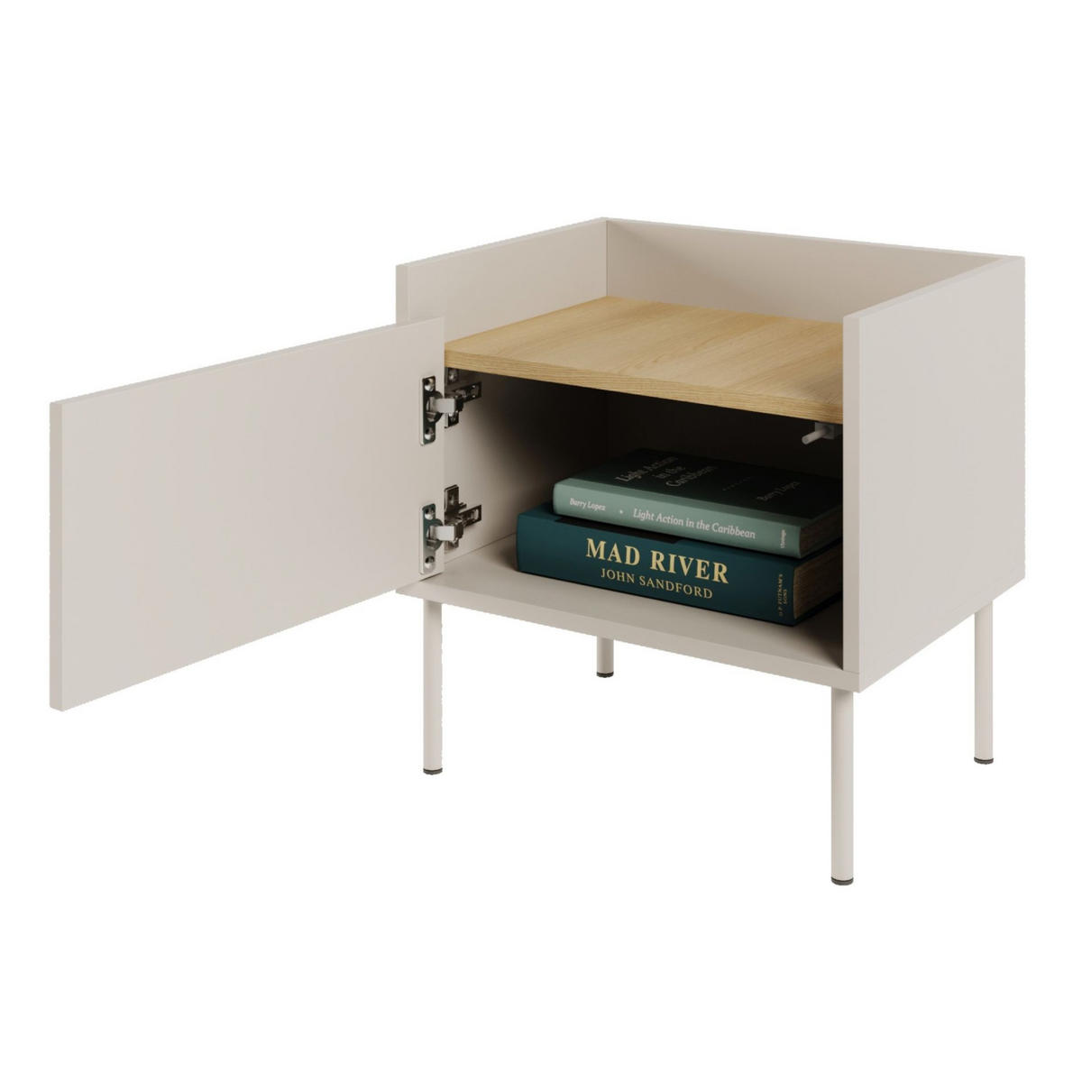 NACHTTISCH Tovi Kaschmirgrau / Holzoptik Eiche 50 cm - Kaschmir, Holzwerkstoff/Metall (48.2/48.5/36.4cm) - Selsey
