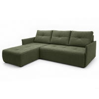 ECKSOFA L Form Damascus Grün 212/143/88 cm Links mit Schlaffunktion - Schwarz/Grün, Kunststoff/Textil (143/212cm) - AX Living