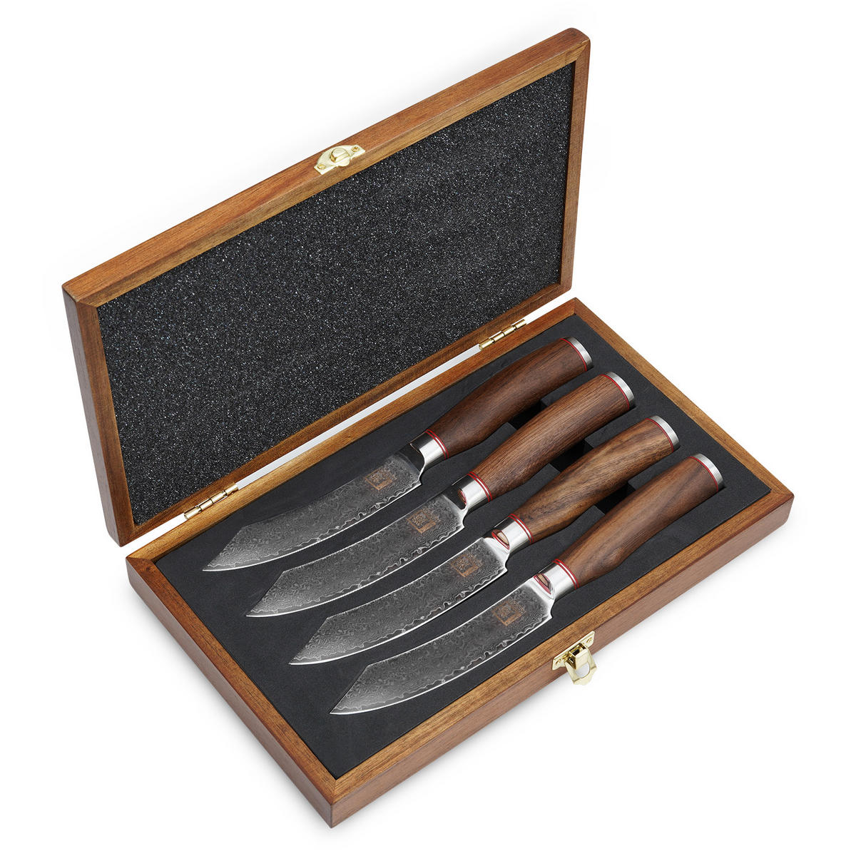 STEAKMESSER-SET 4-TEILIG 12 cm - Nussbaumfarben, Holz/Metall (24cm) - Zayiko