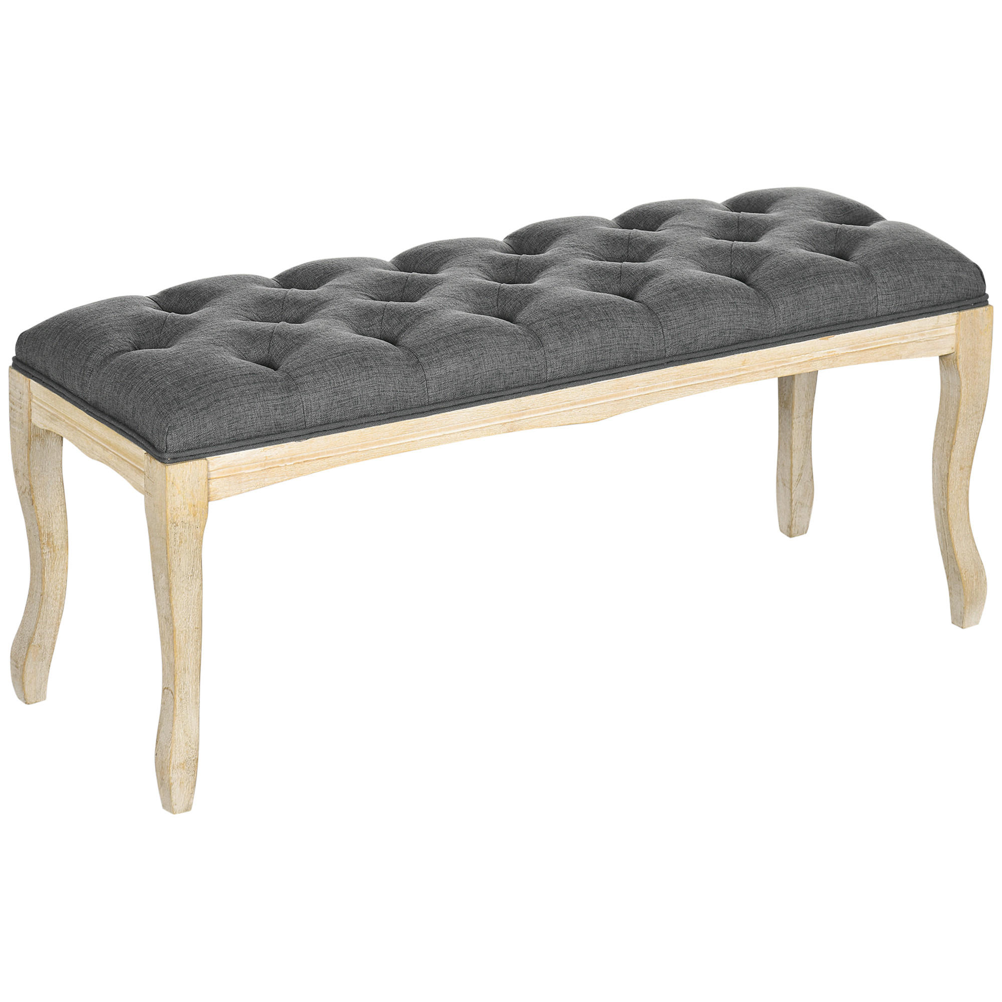 HOCKERBANK DE-12830 Knopfheftung, Leinenbezug Grau - Grau, Holzwerkstoff (101.6/121.92/279.4cm) - ComfortXL