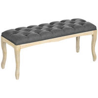HOCKERBANK DE-12830 Knopfheftung, Leinenbezug Grau - Grau, Holzwerkstoff (101.6/121.92/279.4cm) - ComfortXL