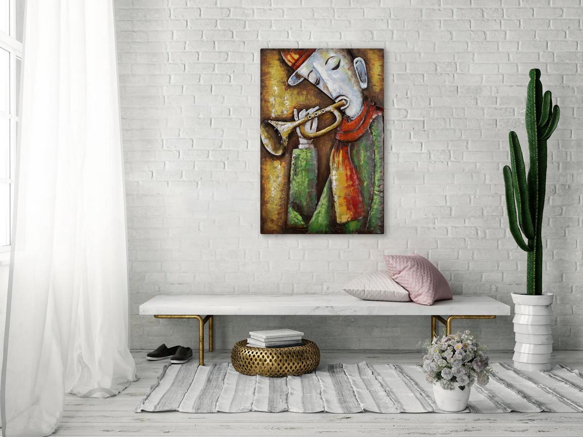 METALLBILD Grün 60/90 cm - Gelb/Grün, Metall (4.2/90cm) - KUNSTLOFT