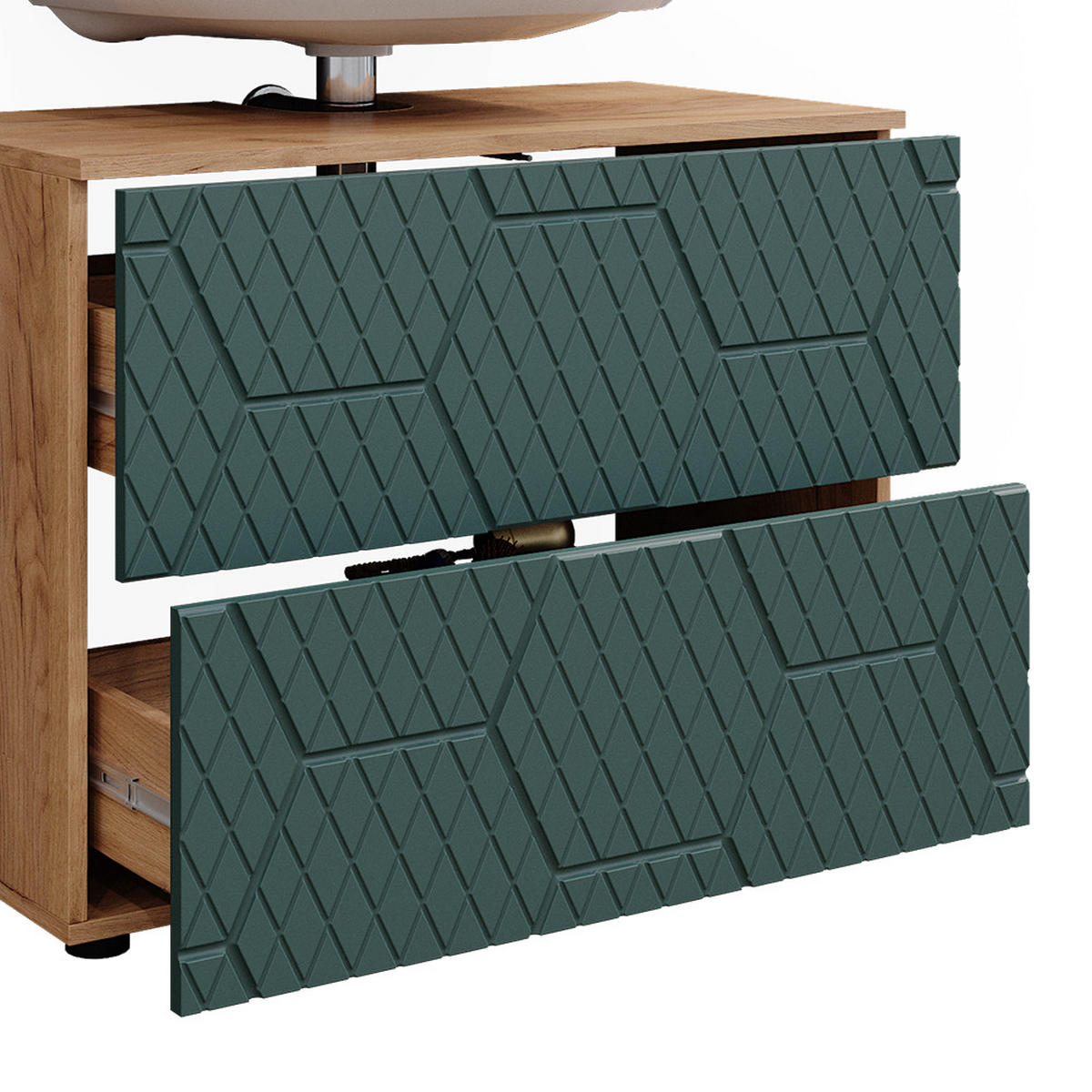 WASCHBECKENUNTERSCHRANK Irma Grün 80 cm mit 2 Schubladen - Grün, Holzwerkstoff (80/58.6/41cm) - Vicco