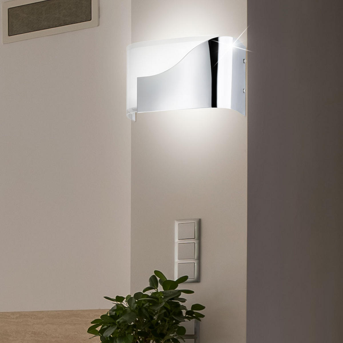 LED WANDLEUCHTE Vento Chrom Silber - Silberfarben, Glas (24.5/15/10cm) - Wofi