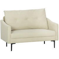 SOFA, 2-Sitzer, knopfgesteppt, Samtbezug, creme, 124x73x92cm - Multicolor, Holzwerkstoff (124/92/73cm) - FORIOUS