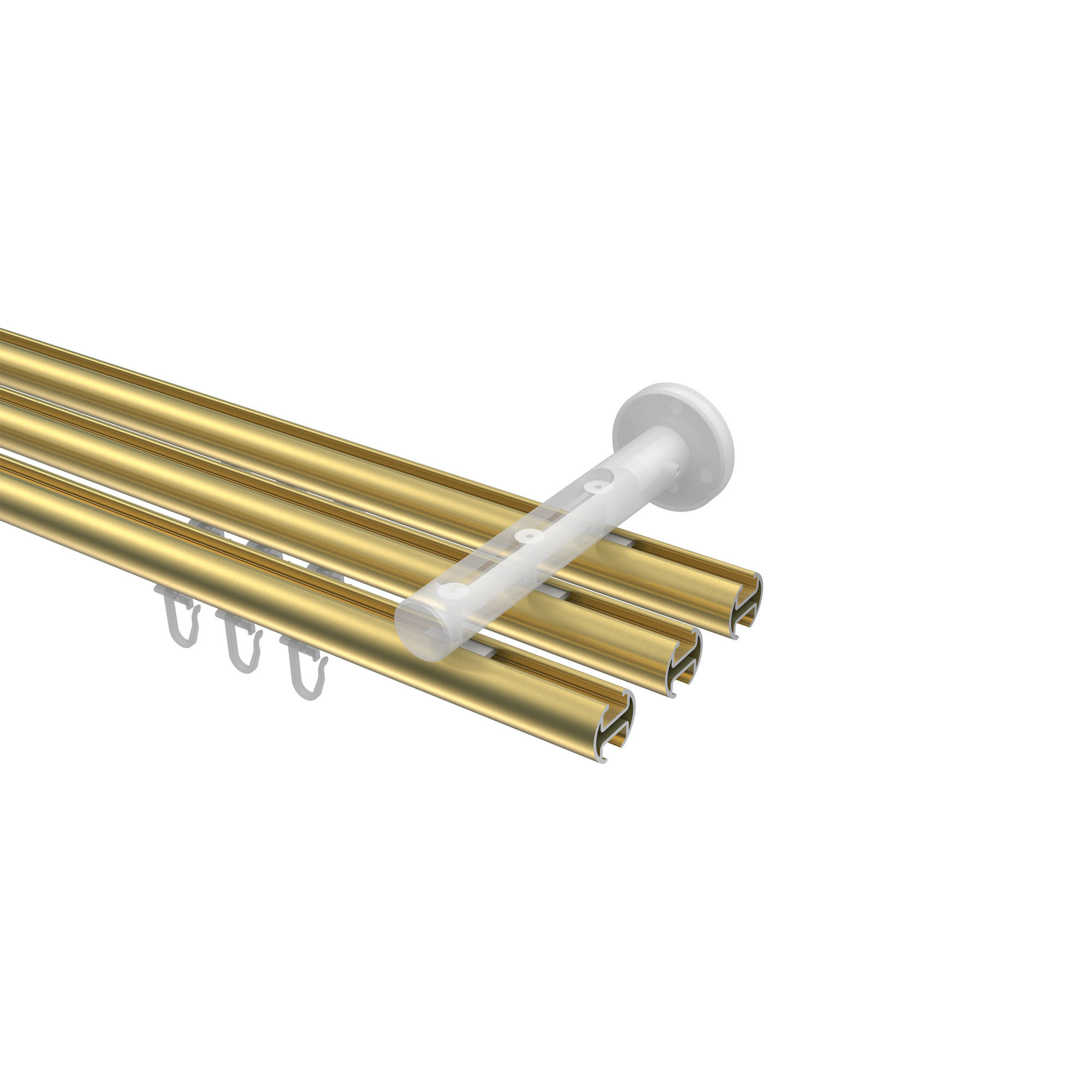 GARDINENSTANGE INNENLAUF Siteno Santo 480 cm (geteilt in 3 x 160 cm), 3-läufig, 20 mm Ø Messing-Optik - Messingfarben, Metall (480cm) - INTERDECO