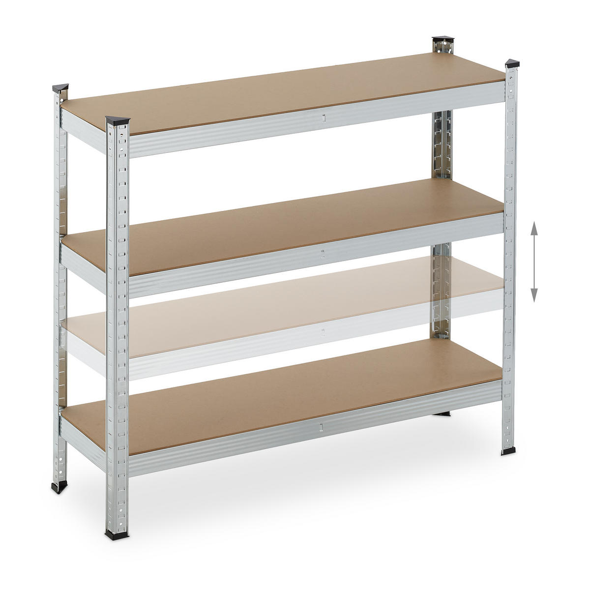 2XSCHWERLASTREGAL - Silberfarben, Holzwerkstoff/Kunststoff (100/180/30cm) - Relaxdays