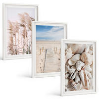 BILDER SET 3er Set - 40x60 cm Weißer Rahmen - Strandmuscheln Seegras - Weiß, Kunststoff (40/60cm) - TULUP