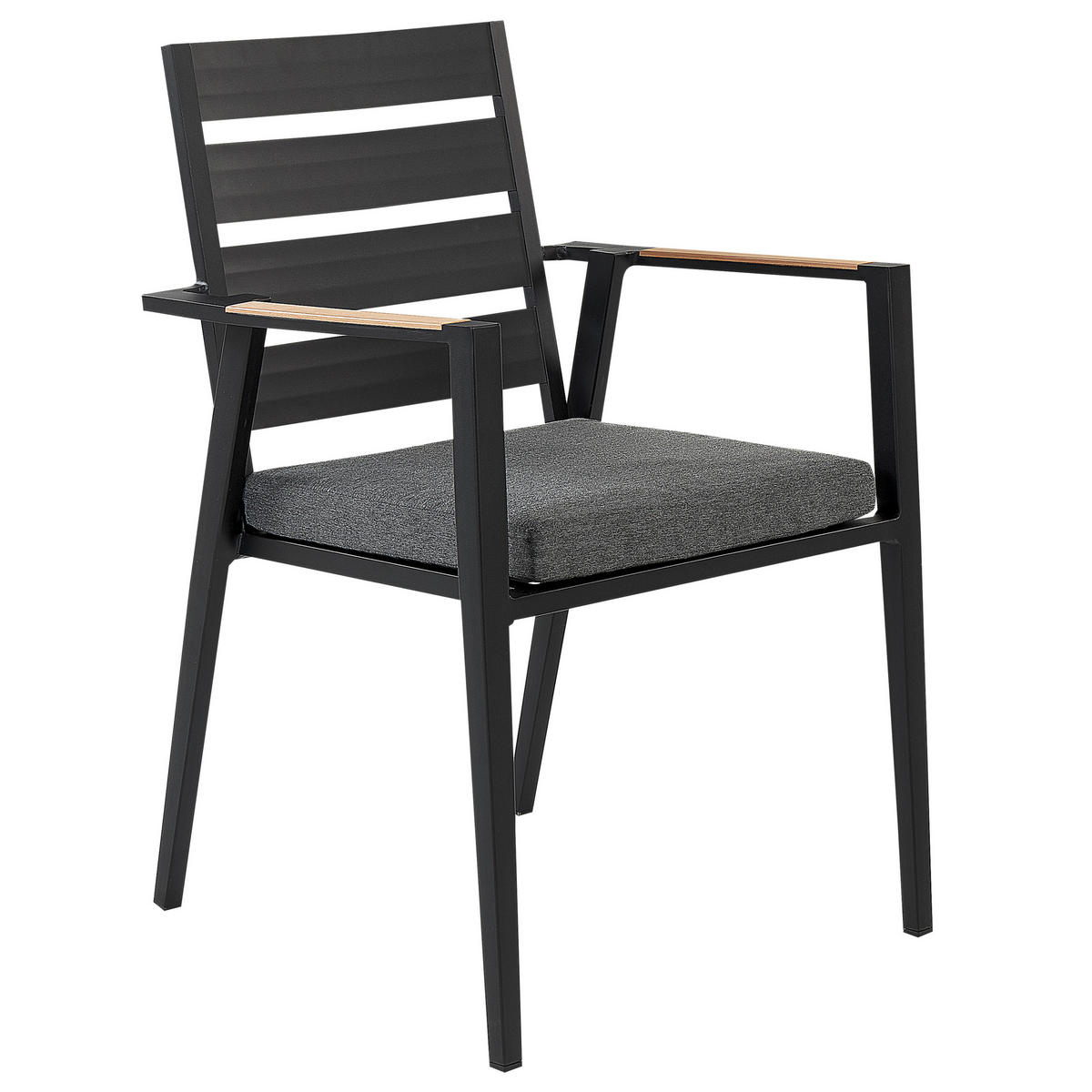 GARTENMÖBEL SET 4-Sitzer Aluminium schwarz Auflagen grau Olmetto/Taviano - Hellbraun/Schwarz, Metall - Beliani
