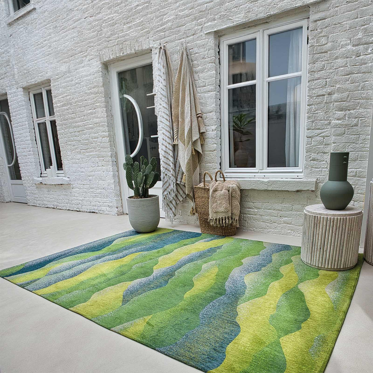 TEPPICH In-/Outdoor Flachgewebe SKITTER Grün 280 x 390 cm - Grün, Textil (280/390cm) - Novatrend