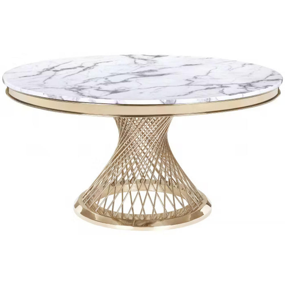 ESSTISCH echtes Marmor Weiß 130cm - Weiß, Stein (130/130/76cm) - alesvelt