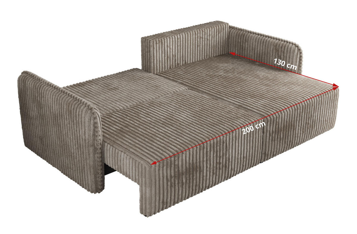 ECKSCHLAFSOFA MESTO L Hellbraun Cord - links - Hellbraun/Schwarz, Kunststoff/Textil (227/147cm) - MKS