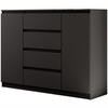 KOMMODE Lemon 120 cm mit zwei Türen und vier Schubladen Schwarzmatt - Schwarz, Holzwerkstoff (120/101.5/39cm) - Beautysofa