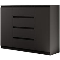 KOMMODE Lemon 120 cm mit zwei Türen und vier Schubladen Schwarzmatt - Schwarz, Holzwerkstoff (120/101.5/39cm) - Beautysofa