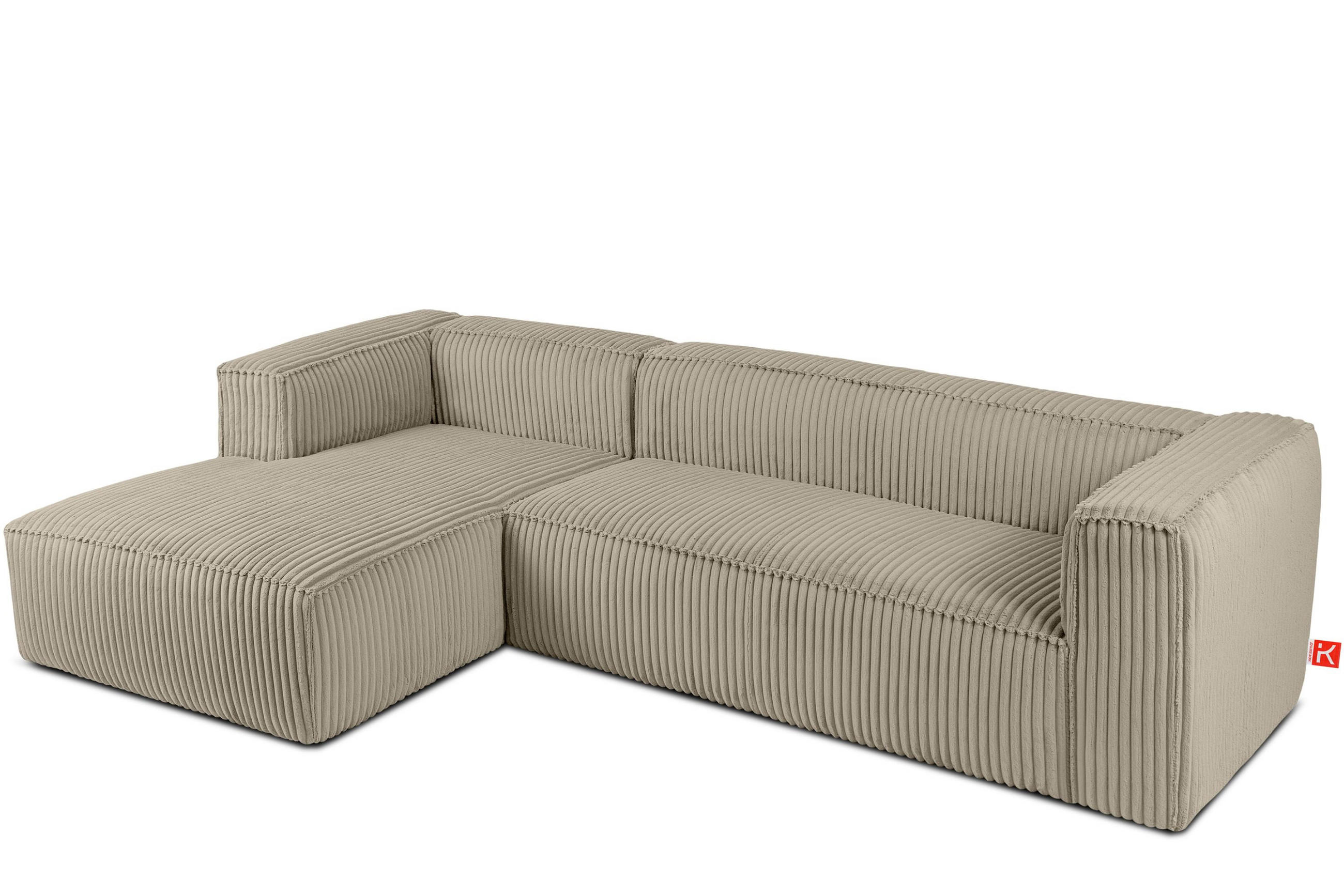 ECKSOFA-LINKS FEROX Modern, Cord-Stoff, beige - Beige, Textil (305/175cm) - KONSIMO®