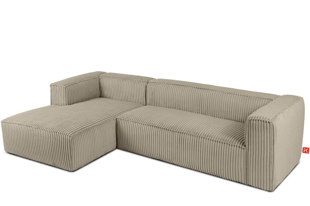 ECKSOFA-LINKS FEROX Modern, Cord-Stoff, beige - Beige, Textil (305/175cm) - KONSIMO®