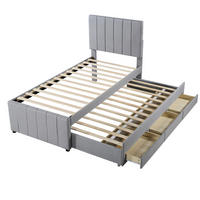 POLSTERBETT 90/200 cm grau mit Rollbett und Stauraumschubladen - Grau, Textil (90/200cm) - OKWISH