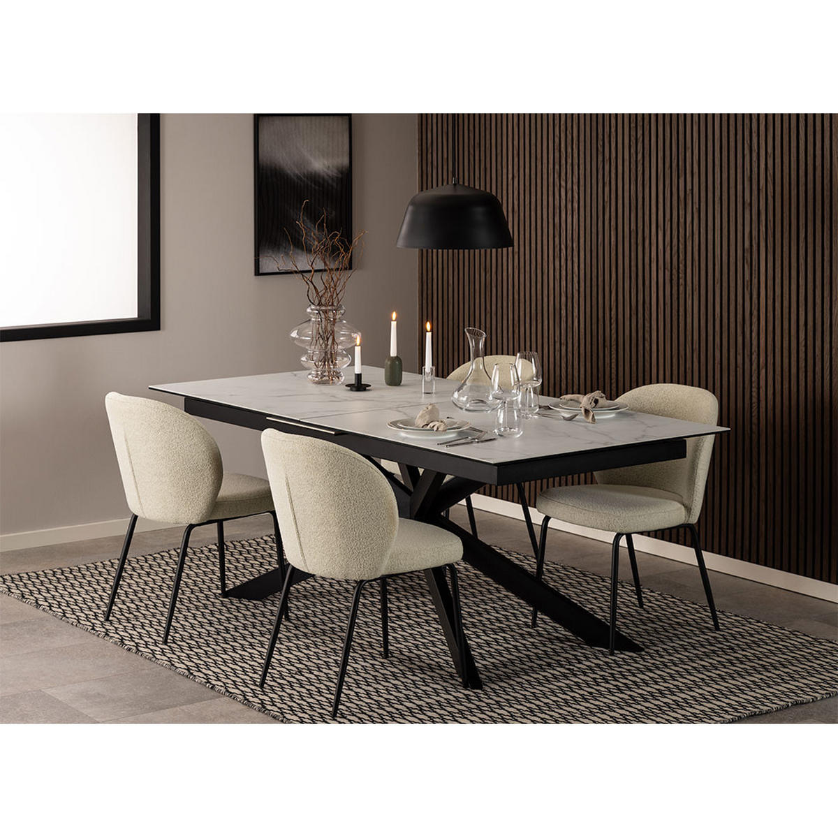 ESSTISCH, Irwine, Weiß, Glas, 240 x 100 x 76 cm - Weiß, Glas/Metall (100/240/76cm) - ebuy24