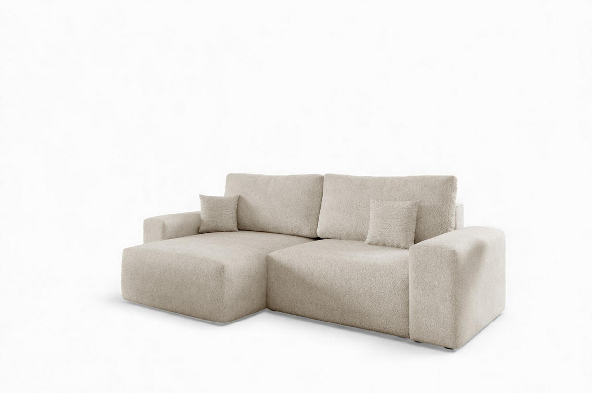 ECKSOFA Arona Xs Mit Schlaffunktion - Creme, Holzwerkstoff/Textil (148/255cm) - Fun Möbel