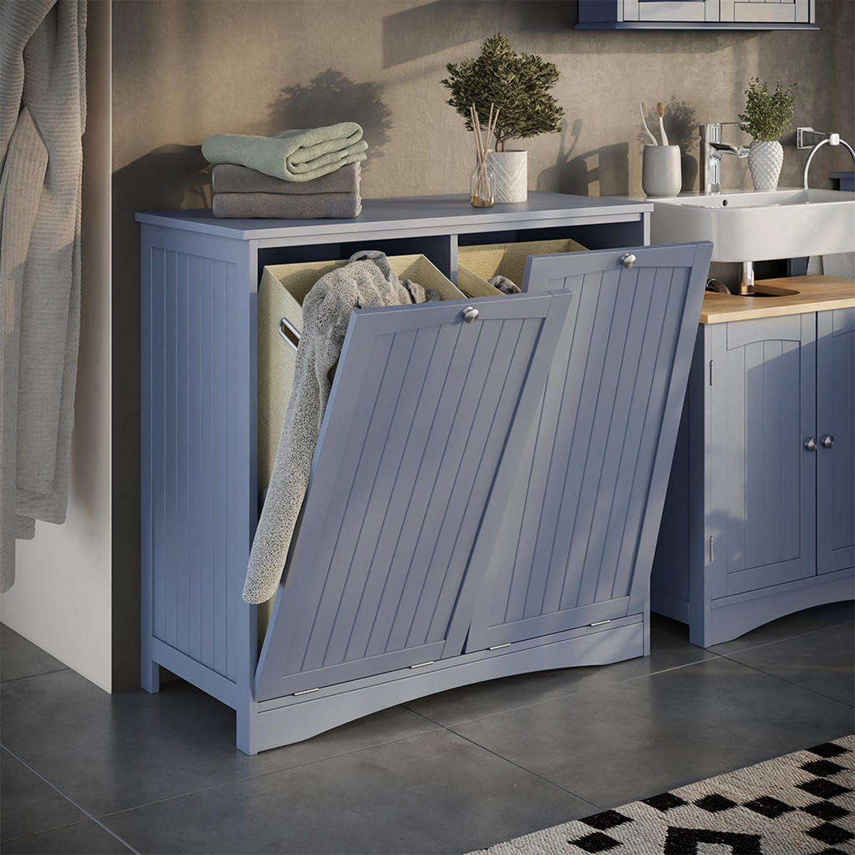 SKŘÍŇKA DO KOUPELNY Bianco Šedá - šedá, kompozitní dřevo (83/80/37cm) - Vicco