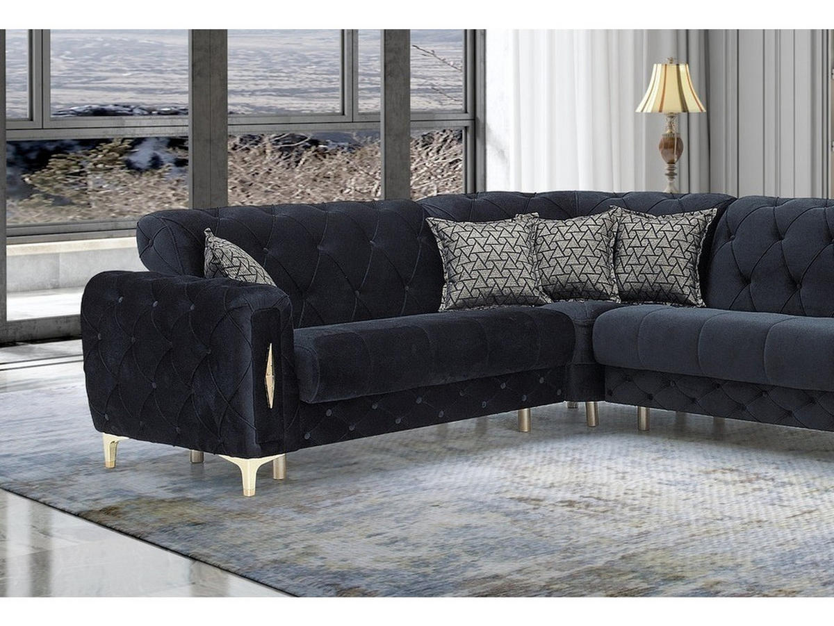 ECKSCHLAFSOFA Patna Schwarz - Langer Schenkel Rechts - Schwarz, Holzwerkstoff/Kunststoff (245/315cm) - Villa Möbel