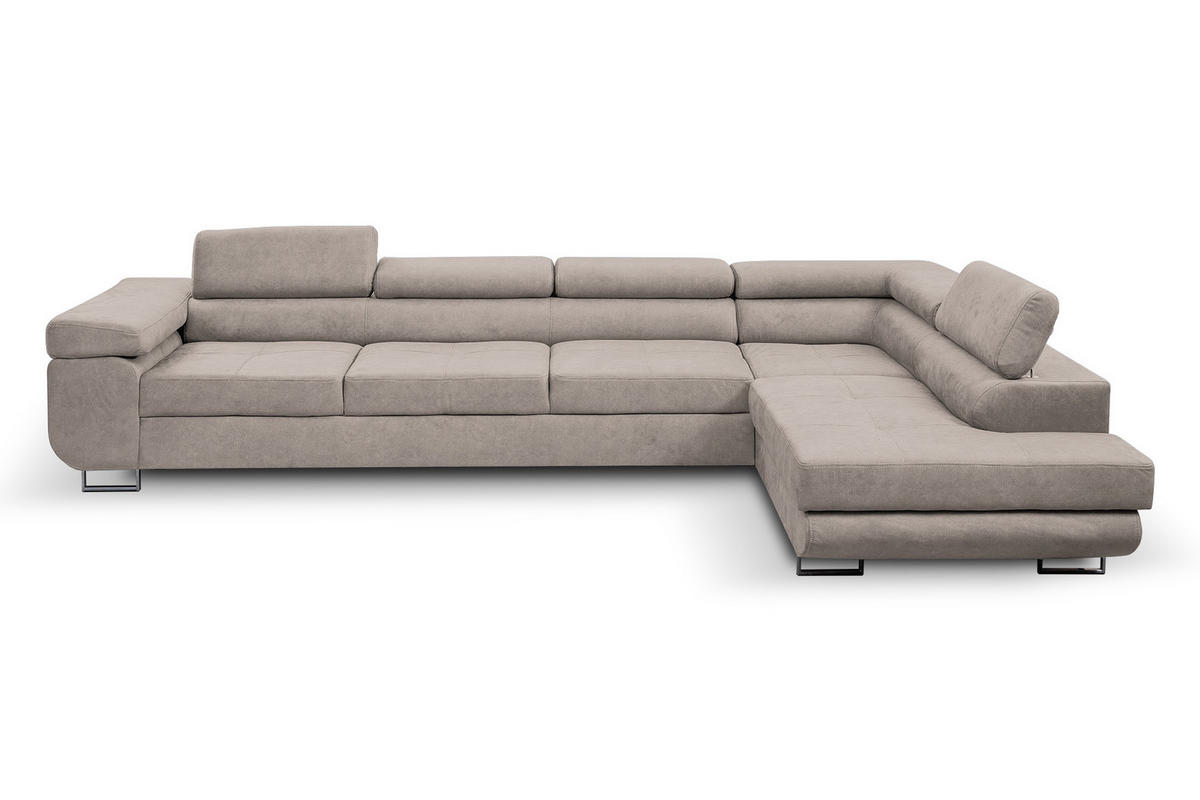ECKSOFA Marlene IV L-Form mit verstellbaren Kopfstützen Schlaffunktion Bettkasten 347 cm rechts beige - Beige, Kunststoff (202/347cm) - Margaret Hadas24