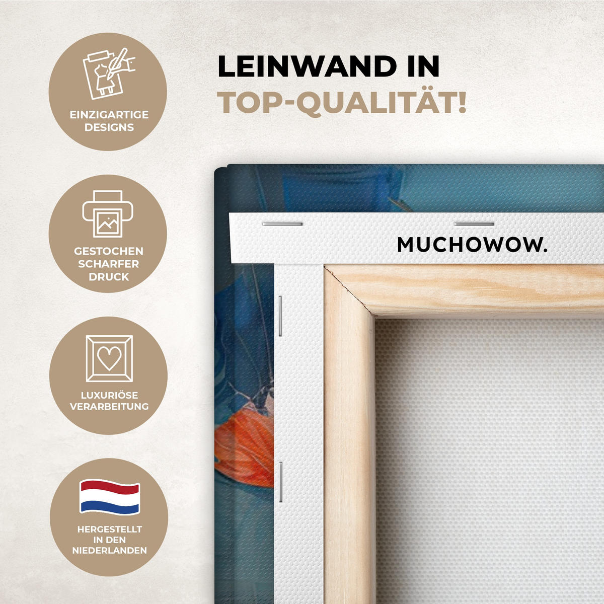 LEINWANDBILD Blumen - Aquarell - Kunst - Botanisch - Natur Wohnzimmer Groß 120x80 cm - Orange, Textil (120/80cm) - MuchoWow