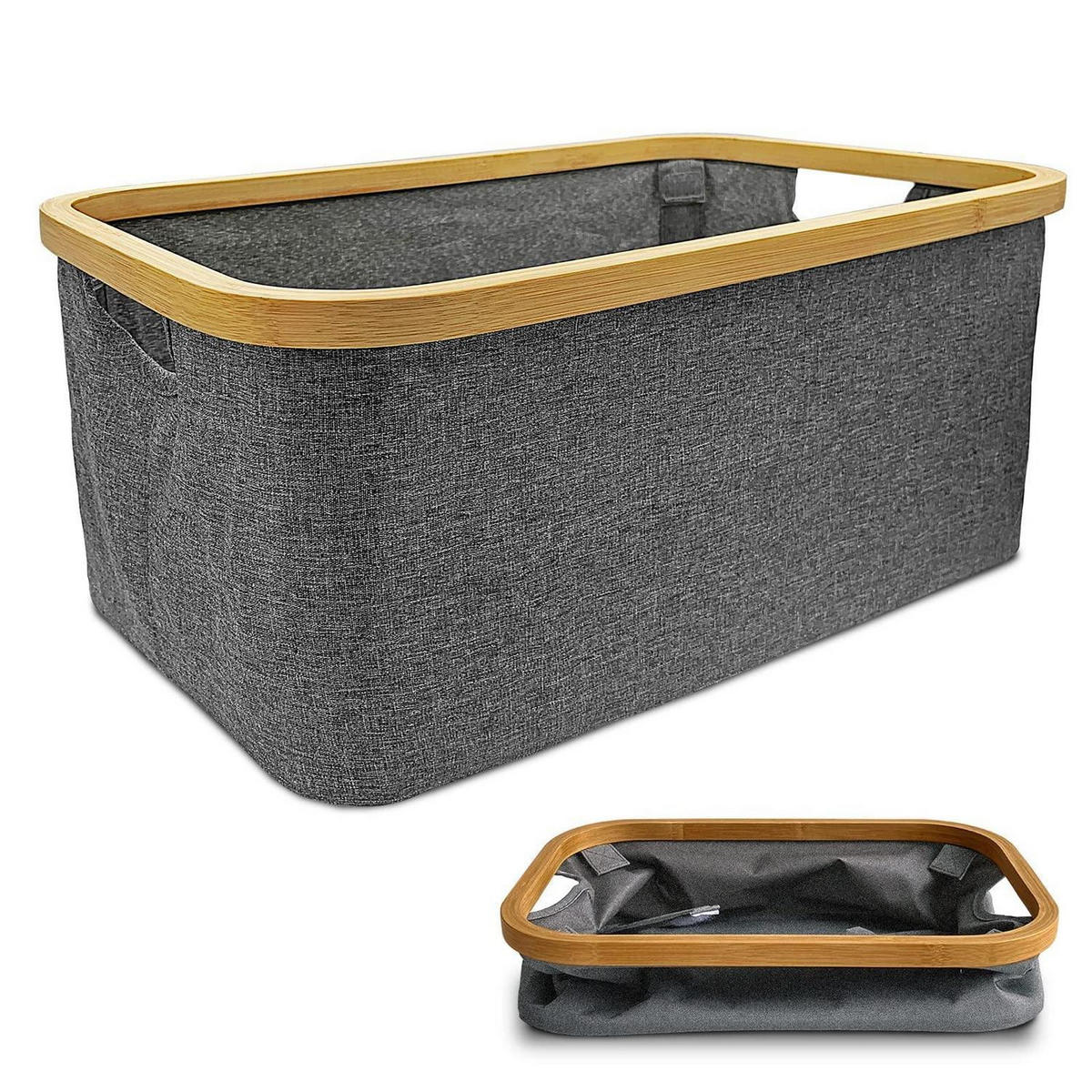 WÄSCHEKORB faltbar 50L Grau mit Henkel - Grau, Naturmaterialien (33/29/54cm)