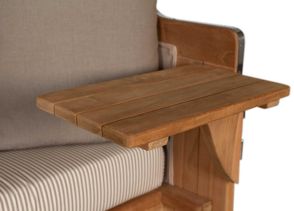 STRANDKORB XXL Düne Grande Teak Banana - Beige/Braun, Metall (142/170/95cm) - Mr. Deko