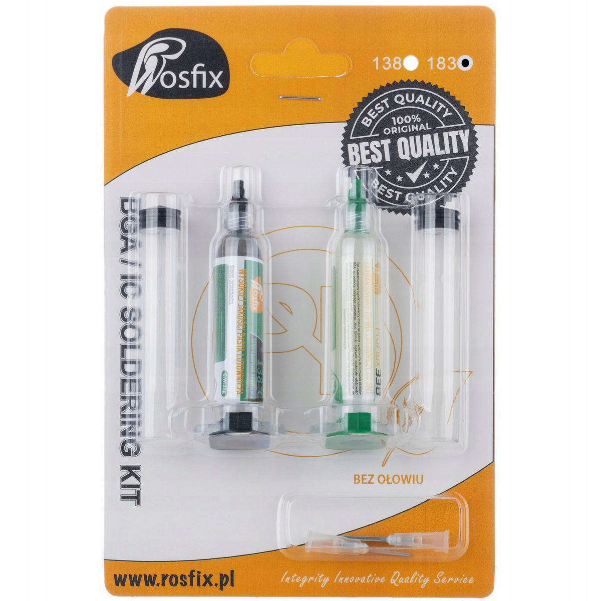 LÖTKOLBEN ProFlux 338 Set, Lötzinn 183 °C, OSP Schutz, für PCB, BGA, 2x Dosierkolben, 2x Nadel - Multicolor, Kunststoff/Metall (10/10/10cm)