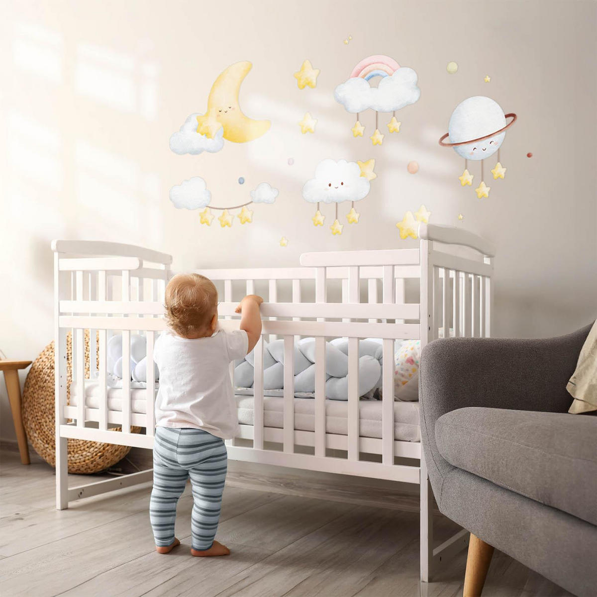 WANDAUFKLEBER 80x108cm - Elemente des Himmels und des Weltraums - Multicolor, Kunststoff (80/108/0.1cm) - Wallfluent