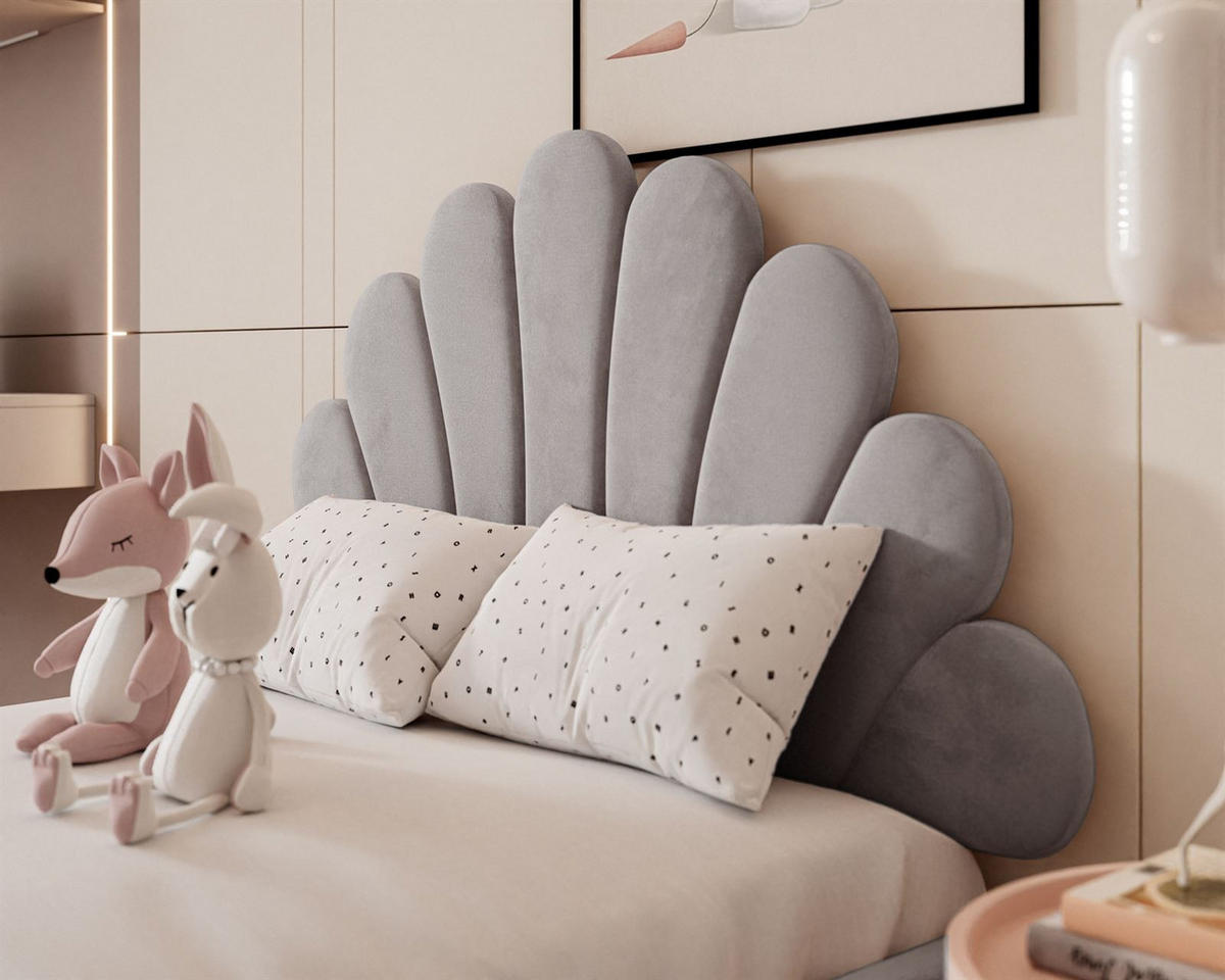 POLSTERBETT ASHLEY mit Bettkasten 180x200 cm, Stoff: Jasmine 90 - Grau, Textil - Lookway