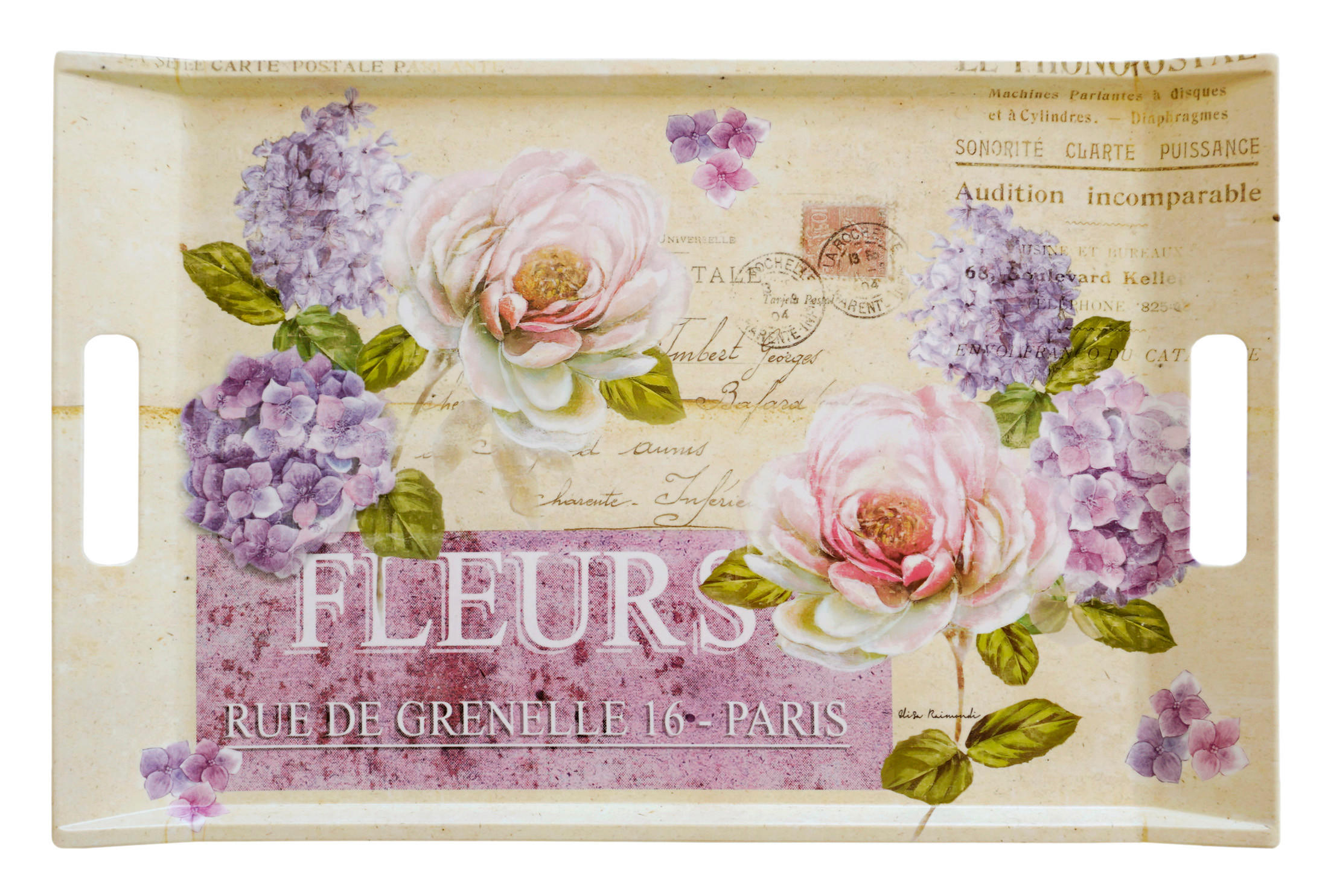 TABLETT Edelrose, rechteckige Serviertablett mit Griff 54x35 cm - Rosa, Kunststoff (35/3/54cm) - Lashuma