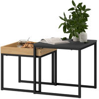 COUCHTISCH 2er-Set 45/45/45 cm & 40/40/40 cm mit Tablett, Schwarz - Schwarz, Metall (45/45/45cm) - Flora Grace
